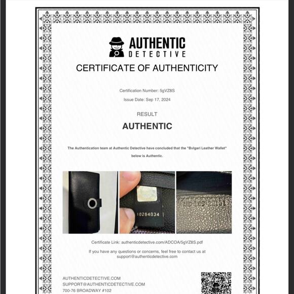 Bvlgari Black Leather Wallet w/ Auth Certificate 6.7x3.5” Red Interior Luxury - Picture 3 of 12